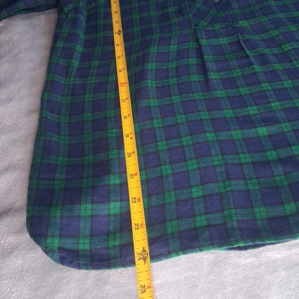 Talbots Women's Shirt Green Blue Plaid Popover Tunic Long Slv Henley PP (0-2) - Picture 14 of 16
